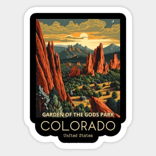 A Vintage Travel Illustration of the Garden of the Gods Park - Colorado - US Sticker